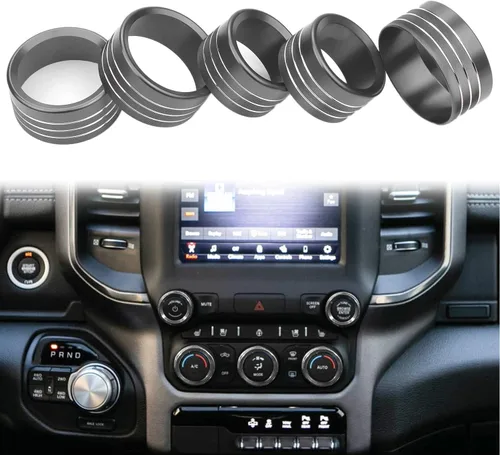 Miniatura 8 de Accesorios para Dodge Ram 2019 2020 2021 Cubierta de perilla de control interior AC/volumen/modo/AUTO/interruptor de navegación decoración botón