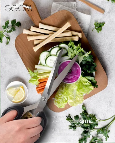 Miniatura 5 de Tijeras de cocina de hoja inoxidable 2.2T – 9.6 pulgadas x 2 unidades Tijeras de cocina afiladas resistentes de estilo coreano para cocinar 2