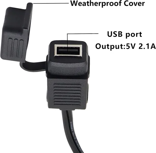 Miniatura 8 de GELRHONR SAE - Cable de conexión rápida a USB para motocicleta, puerto USB de 5 V 2.1 A, enchufe de alimentación con cubierta impermeable