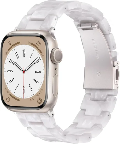 Miniatura 19 de V.R.HOPE Correa de Resina para Reloj Compatible con Apple Watch para Mujeres 38mm 40mm 41mm 42mm Oro Rosa Ligero Pulsera de Pulsera para iWatch Beige