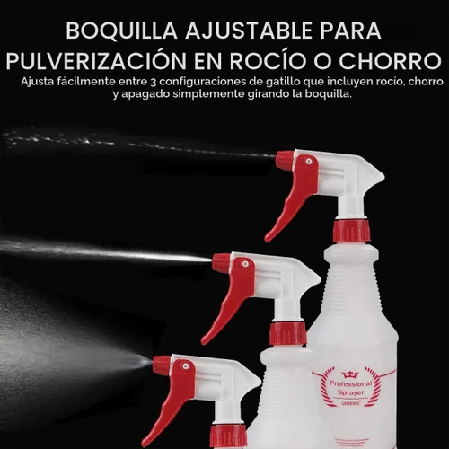 Miniatura 3 de Paquete de 2 botellas pulverizadoras de plástico, 32 onzas, botellas de pulverización multiusos resistentes a prueba de fugas, rociador de agua Rojo