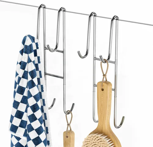 Miniatura 8 de Cerbonny Ganchos para puerta de ducha, paquete de 2 ganchos dobles para toallas de baño, puerta de ducha de vidrio sin marco, colgador de baño