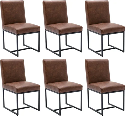 Miniatura 13 de BESTANO Sillas De Comedor - Juego de 2 sillas de comedor modernas negras tapizadas de piel sintética para cocina y comedor con marco de metal negro