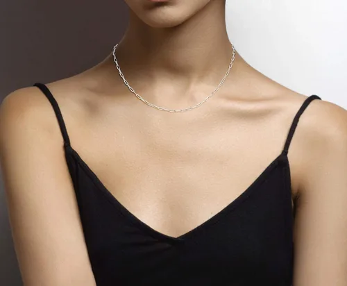 Miniatura 3 de Miabella Collar de cadena de eslabones de clip de plata de ley 925 maciza italiana de 0.098 in para mujeres y hombres, fabricado en Italia
