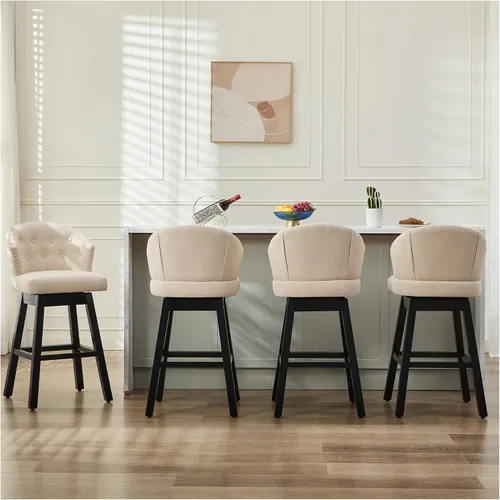 Miniatura 17 de Juego de 2 taburetes de bar giratorios de 29 pulgadas, taburetes de bar tapizados con respaldo, sillas modernas de altura de mostrador para isla