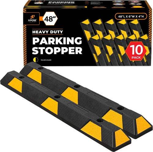 Miniatura 39 de Xpose Safety Tope de goma resistente de 22 pulgadas para estacionamiento, paquete de 2 bloques de ruedas para garaje, entrada o rampa, tope