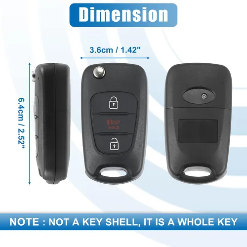 Miniatura 5 de X AUTOHAUX 3 botones Flip Car entrada sin llave control remoto reemplazo llavero proximidad Smart Fob NYOSEKSAM11ATX para Kia Sportage 2012-2013