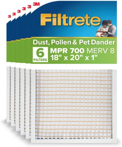 Miniatura 32 de Filtrete - 6 filtros de aire para caldera/aire acondicionado de 14x25x1, MPR 700, MERV 8, resistente al polen, fácil para el flujo de aire, filtro