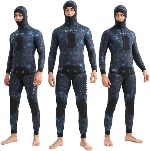 Miniatura 2 de Traje de neopreno de pesca submarina de 0.197 in con capucha, 2 piezas de camuflaje para caza, traje de buceo con almohadilla de pecho de carga