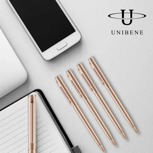 Miniatura 5 de Unibene Bolígrafos retráctiles metálicos delgados – Oro rosa, bonito regalo para uniforme de oficina, estudiantes, profesores, bodas, Navidad, punta