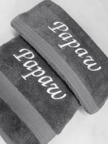 Miniatura 2 de Toallas de baño y manos bordadas personalizadas con monogramas, 100% algodón. Regalos personalizados para él y ella. El juego de toallas de baño