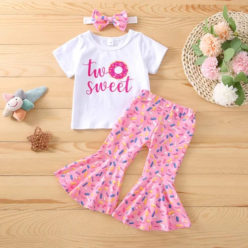 Miniatura 7 de Conjunto de ropa de cumpleaños para bebé niña pequeña, camiseta de manga larga, pantalones de campana, diadema