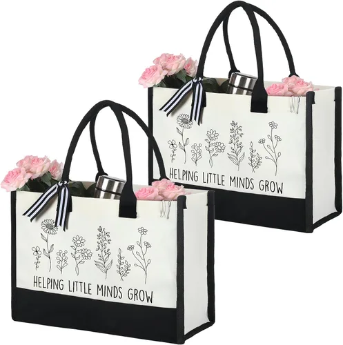 Panelee 2 piezas de regalos de agradecimiento para profesores, bolsa de lona para mujer, regalos de graduación para profesores (Little Minds Grow)