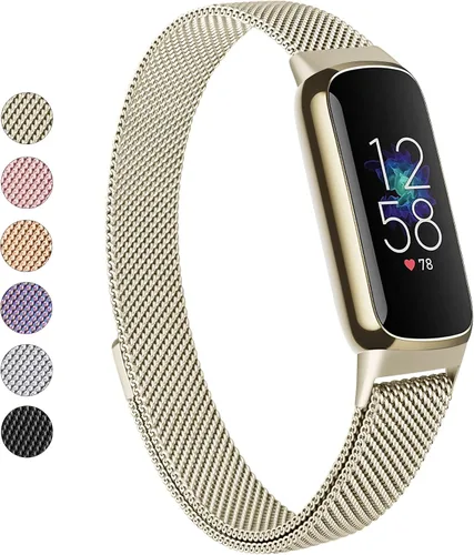 Miniatura 12 de Vanjua Correa de metal compatible con Fitbit Luxe, correa de repuesto ajustable de malla de acero inoxidable para Fitbit Luxe/Luxe edición especial