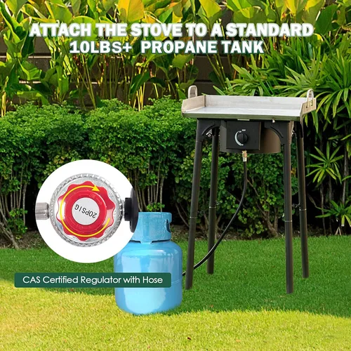 Miniatura 5 de Goplus - Hornillo portátil de gas propano para exteriores, quemador de hierro fundido con patas desmontables para camping