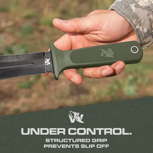 Miniatura 5 de ODENWOLF W-SowCatcher Cuchillo de hoja fija con funda – Cuchillo de caza grande hecho de acero D2 – Cuchillos grandes de hoja fija de doble filo