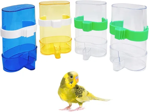 Miniatura 10 de Dispensador automático de agua para pájaros, comedero de agua de loro, contenedor de alimentos de semillas de pájaros, bebedero de periquitos
