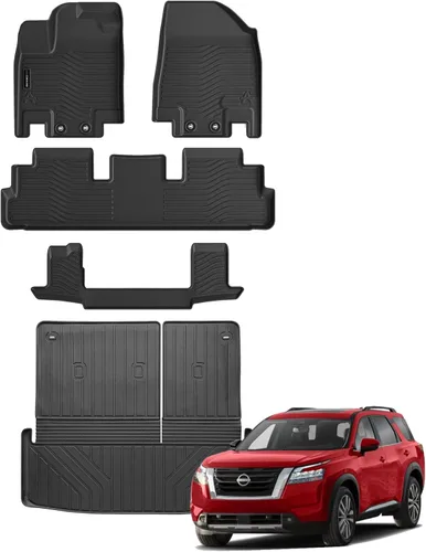 Miniatura 8 de Auxko All Weather Floor Mats Cargo Mat with Backrest Mat for Nissan Pathfinder 2022-2025 2026 TPE Liners Accessories Guard Odorless Anti-Slip Floor