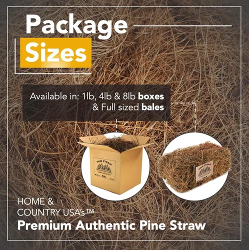 Miniatura 2 de Home and Country USA Mantillo de paja de pino prémium de 8 libras para paisajismo, material orgánico hecho de auténticas agujas de pino, ideal