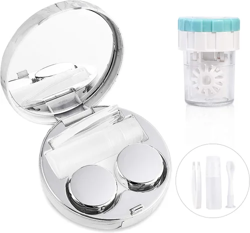 Miniatura 7 de Estuche de Viaje para Lentes de Contacto con Limpiador y Lavadora, Estuche Portátil para Lentes de Contacto con Espejo, Pinzas, Herramienta