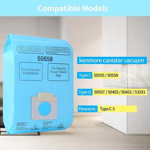 Miniatura 2 de Gudotra Paquete de 20 bolsas de vacío de repuesto 5055 para recipiente tipo C/Q 5055 50555 50557 50558 50403 50410 53291 tipo C-5 C-18 azul