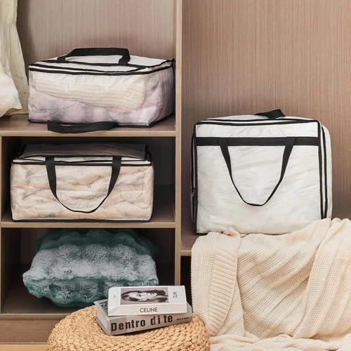 Miniatura 2 de MKOKYD Bolsas de almacenamiento transparentes de 40 L para mantas, ropa, edredón, ropa de cama, sábanas, almohadas - organizadores de armario