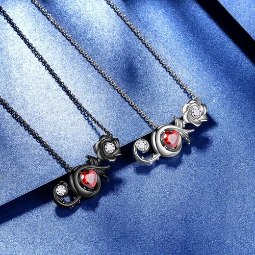 Miniatura 5 de beautlace Rosa Notas Musicales Collares PlataNegro Pistola Plateado Treble Clef Music Note Colgante Flor Regalos para Mujeres KP0227