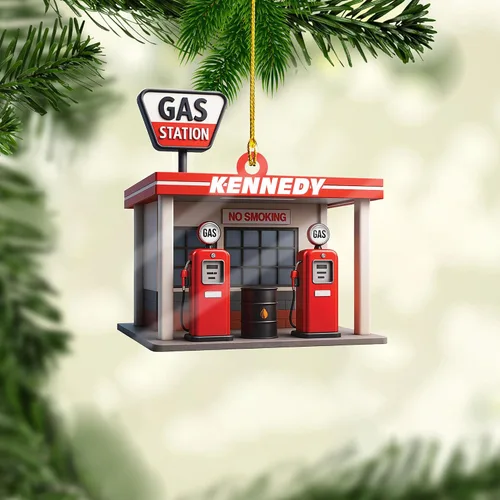 Miniatura 18 de Adorno de Navidad personalizado con bomba de gas, decoración retro personalizada para árbol de vacaciones, recuerdo único para trabajadores
