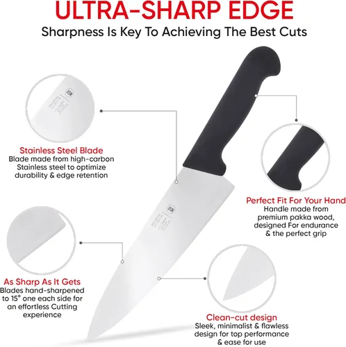 Miniatura 2 de ICEL Cuchillo de chef de 8 pulgadas, ideal para picar, picar y cortar en cubitos. y para todos los trabajos de preparación de cocina