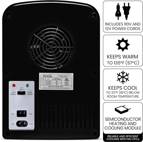 Miniatura 4 de Coca-Cola Zero CZ04 - Enfriador portátil de 4 litros/4.2 cuartos de galón para 6 latas, mini refrigerador, bebidas, alimentos para bebés, cuidado