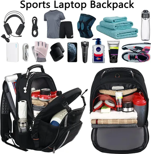 Miniatura 2 de Mochila de viaje para laptop, mochila extragrande para hombres y mujeres, mochila de baloncesto con puerto de carga USB RFID antirrobo, aprobada por