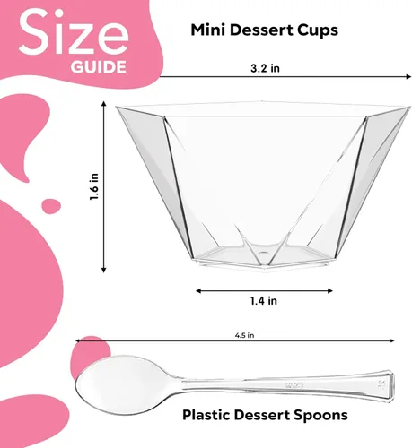Miniatura 2 de Exquisite Mini tazas de postre con cucharas, 200 unidades, 4 onzas, taza de pudín de plástico transparente con cucharas de degustación, 100