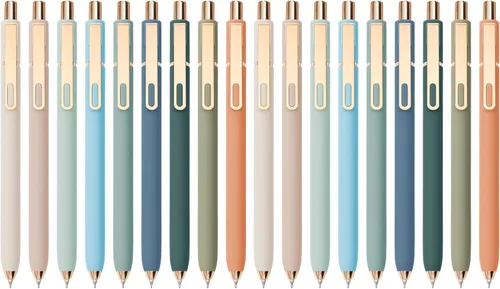 Miniatura 10 de Linbsunne Bolígrafos de gel de tinta negra para oficina 0.5mm de punta fina, escritura suave, retráctiles (clip dorado de metal - 10 piezas)