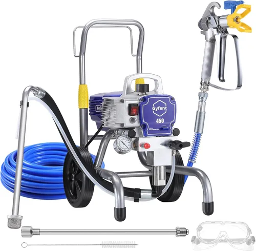 Rociador de pintura sin aire 450, pulverizador de pintura de 0.47 GPM para interior del hogar, 3300 psi, 900 W, pulverizador sin aire de alta