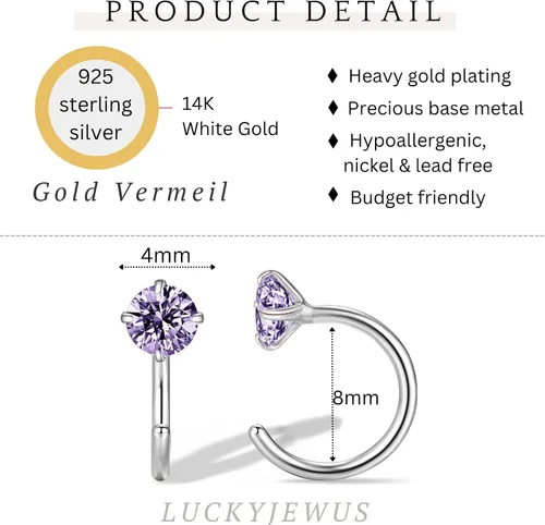Miniatura 20 de Aretes pequeños de plata de ley 925 para mujer