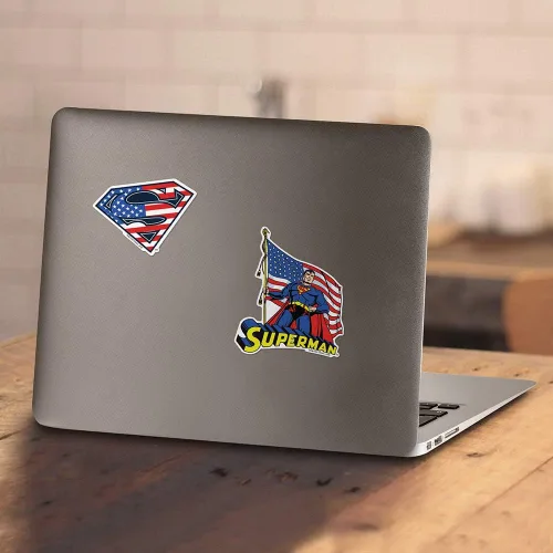 Miniatura 5 de Popfunk Superman Vintage Patriotic American Flag S Shield T-Shirt & Stickers
