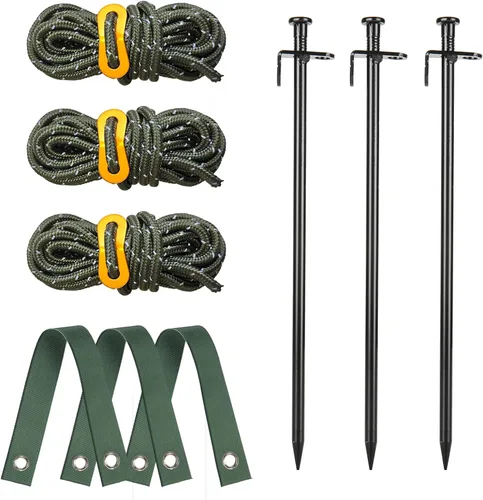 Miniatura 8 de Estacas y soportes para árboles, kit de estaca para árbol de Fetanten con correas para árbol y cuerda en patio al aire libre, 3 piezas
