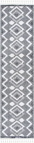 Miniatura 3 de SAFAVIEH Tapete grueso marroquí con borlas, 2 pies 2 pulgadas x 9 pies, color marfil y negro, no desprende pelusa y de fácil cuidado, 0.75 pulgadas