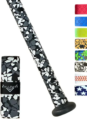 Cinta de agarre de bate para béisbol/sóftbol | Reemplazo de agarre de bate de béisbol precortado de 0.043 in | Camuflaje de guijarros negro, blanco