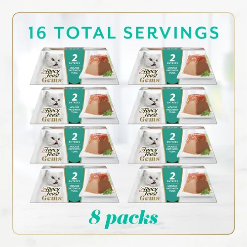 Miniatura 3 de Fancy Feast Gems Pate - Mousse de comida para gatos con atún y un halo de salsa sabrosa para gatos, paquete de 8, cajas de 4 onzas