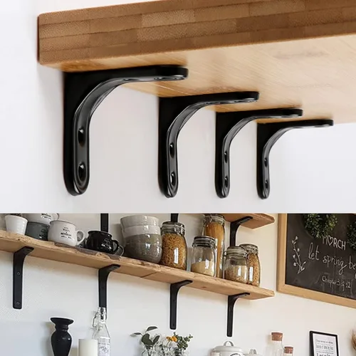 Miniatura 5 de 8 piezas de soportes en L de 2 pulgadas, soportes de esquina de montaje en pared resistentes en blanco para madera, estantes, gabinetes, soporte