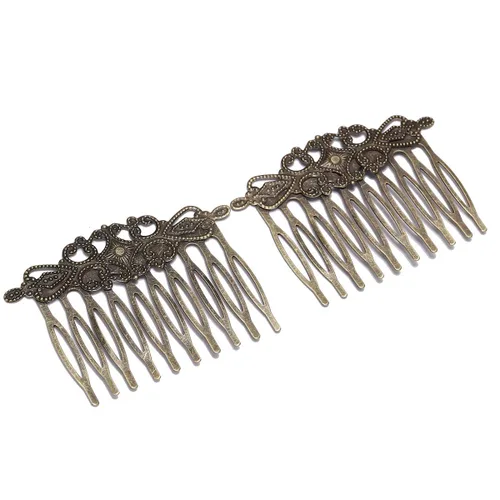 Miniatura 6 de 5 unids/lote 52 × 2.205 in pasadores de bronce antiguo dientes horquillas de metal hallazgos DIY peine de pelo suministros para la fabricación