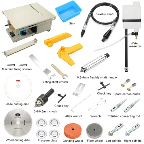 Miniatura 4 de Mini sierra de mesa de roca, equipo lapidario DIY joyería pulido banco pulidor pulidor máquina de pulir, 0-10000r/min con eje flexible para el hogar