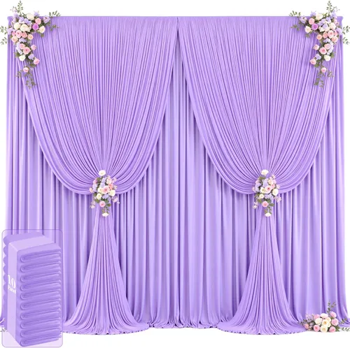 Miniatura 46 de 20 pies x 12 pies Cortinas de Telón de Fondo Azul Bebé Sin Arrugas para Bodas y Fiestas, Telón de Fondo de Tela Azul, Cortinas para Bodas