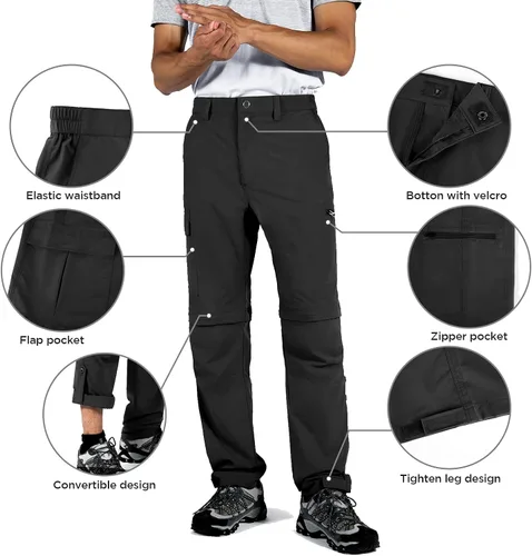 Miniatura 5 de Wespornow Pantalones de senderismo convertibles para hombre, de secado rápido, ligeros, con cremallera, transpirables, para exteriores, pesca, safari