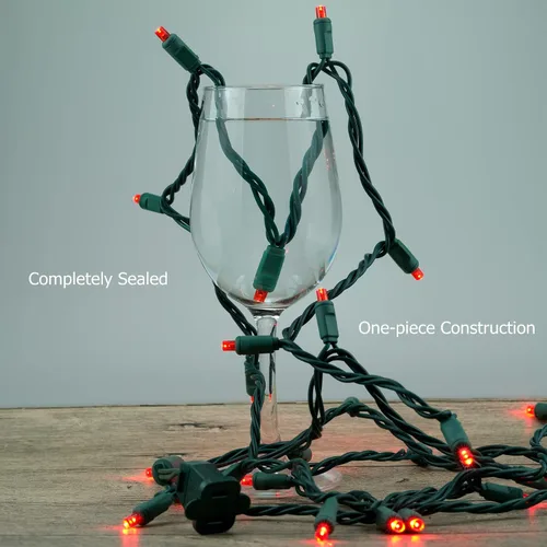 Miniatura 5 de YULETIME Luces LED de Navidad rojas de 0.197 in, 33 pies, 100 unidades de espacio de 4 pulgadas, de una sola pieza, gran angular, de gran angular