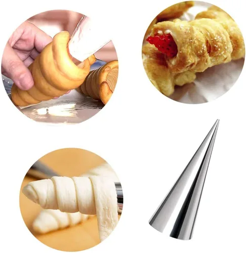Miniatura 5 de Joyeee Paquete de 16 moldes de acero inoxidable para cuerno de crema, con bolsas de tuberías reutilizables, punta larga de boquilla de glaseado