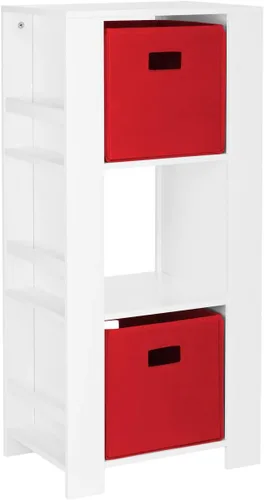 Miniatura 14 de RiverRidge Book-Nook Tower - Estantería para niños y organizador de almacenamiento de juguetes con 3 cubículos, 2 cubos de almacenamiento plegables