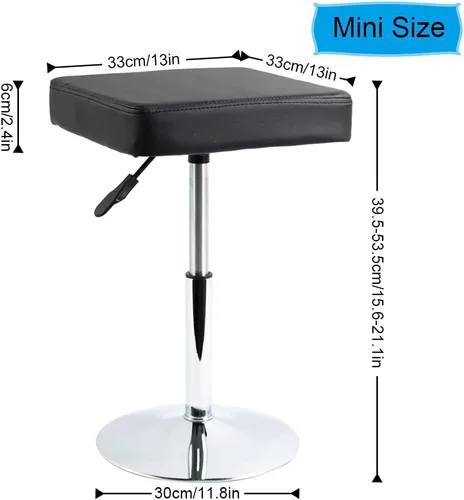 Miniatura 3 de FURWOO Taburete cuadrado negro para salón – Taburete de altura ajustable para tocador, manicura, tienda, peluquería oficina en casa, pequeño