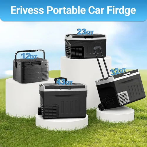 Miniatura 7 de Erivess Refrigerador portátil de 12 voltios, congelador compresor de 12QT (11L), 12/24V CC y 110-240V CA, modo dual -4℉~68℉, refrigerador